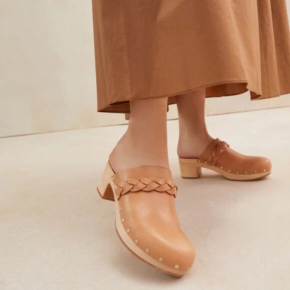 Loeffler Randall Shoes - Loeffler Randall Lupa Genuine Leather Braided Wooden Clog Mule Shoes Size 10.5M